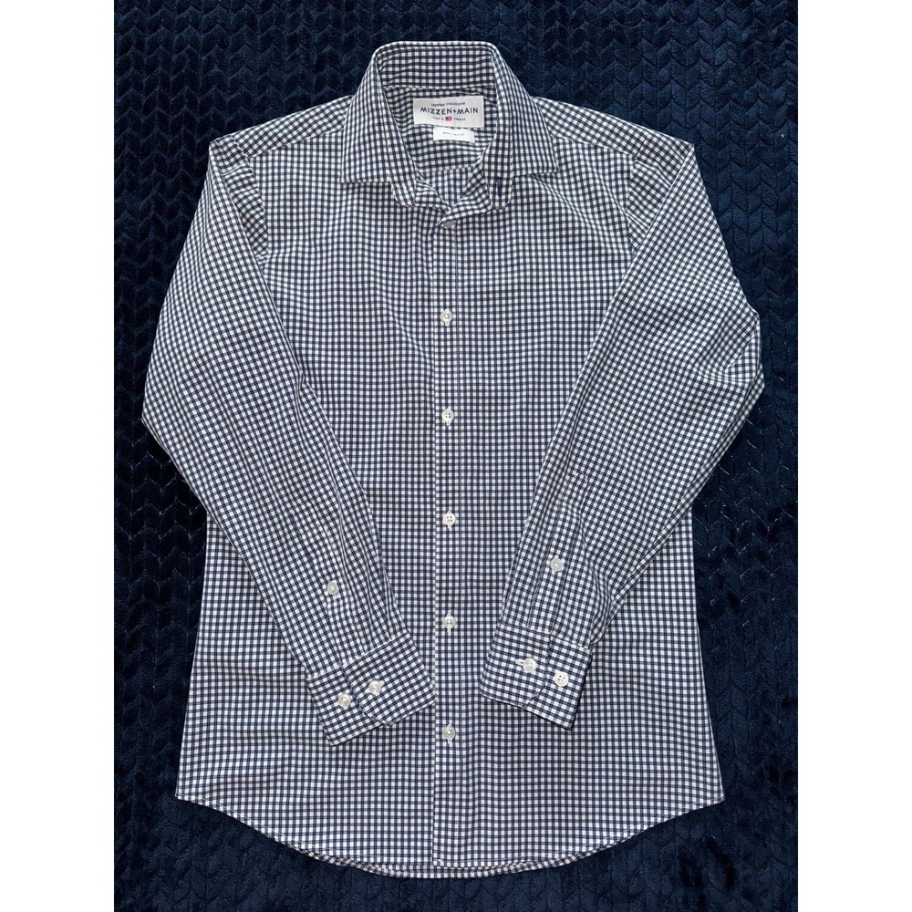 Mizzen & Main Mens Leeward Small Trim Pit Plaid Button Up Performance Shirt Sz M